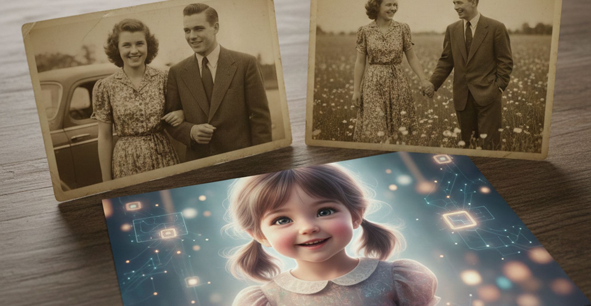 AI baby generator portrait from grandparents photos