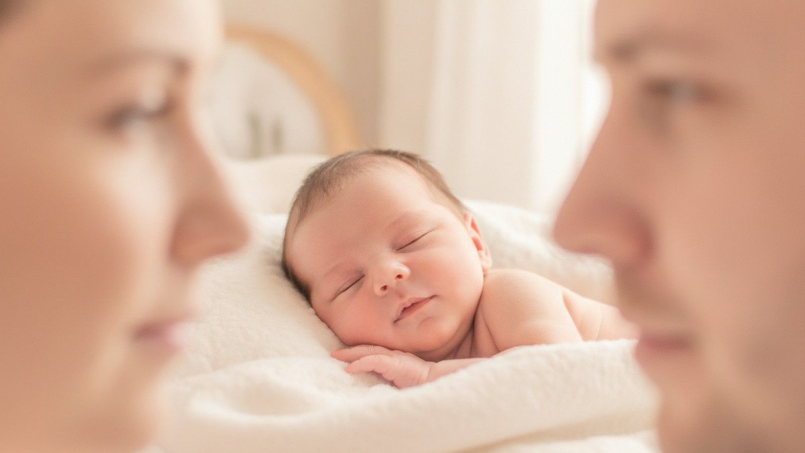 Two parent faces blended into a baby face by an AI baby generator