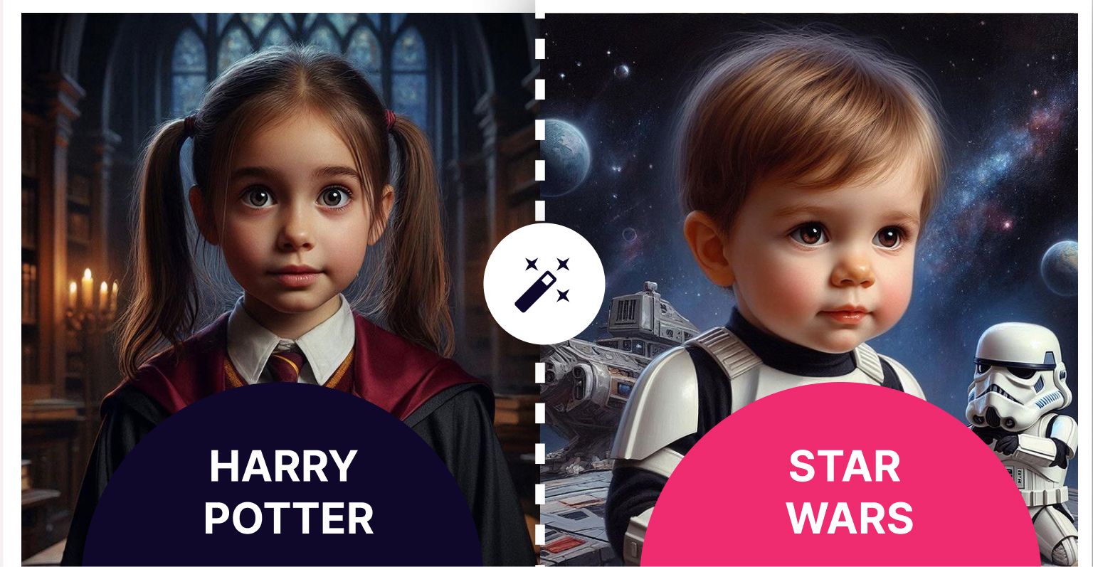 Displaying a realistic baby face prediction on screen during a gender reveal celebration